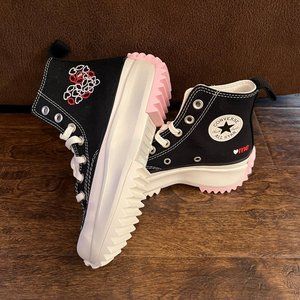 New Converse Run Star Hike High Crafted Love Embroidered Women's Black A01598C